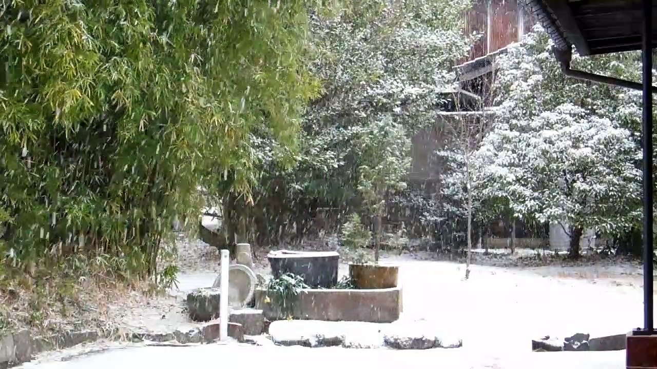 Snowing at the Old Japanese Farm House