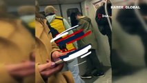 Metroda skandal görüntü! Kendisini uyaran yolculara küfür etti