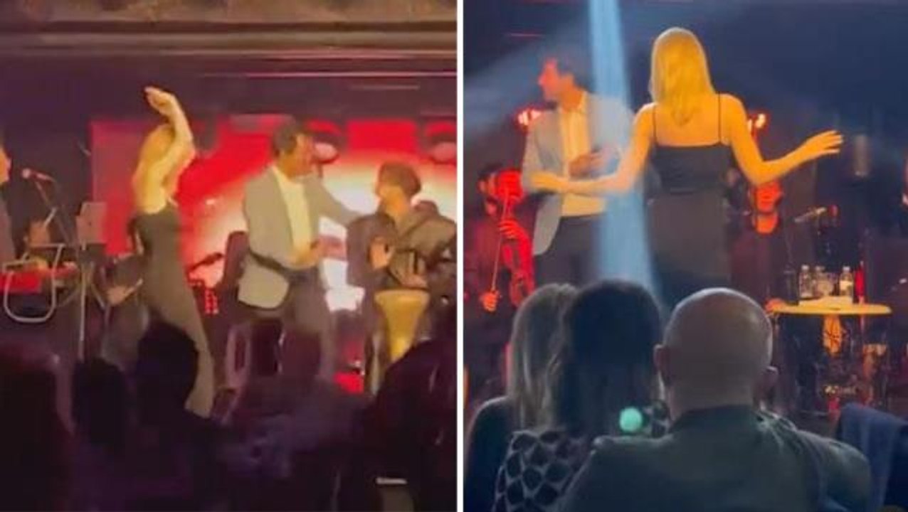 Prestij Meselesi galasına damga vuran an! Mahsun Kırmızıgül söyledi, Hande Sarıoğlu kalça dansı yaptı