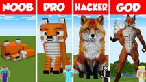 Minecraft FOX STATUE HOUSE BUILD CHALLENGE - NOOB vs PRO vs HACKER vs GOD _ Animation