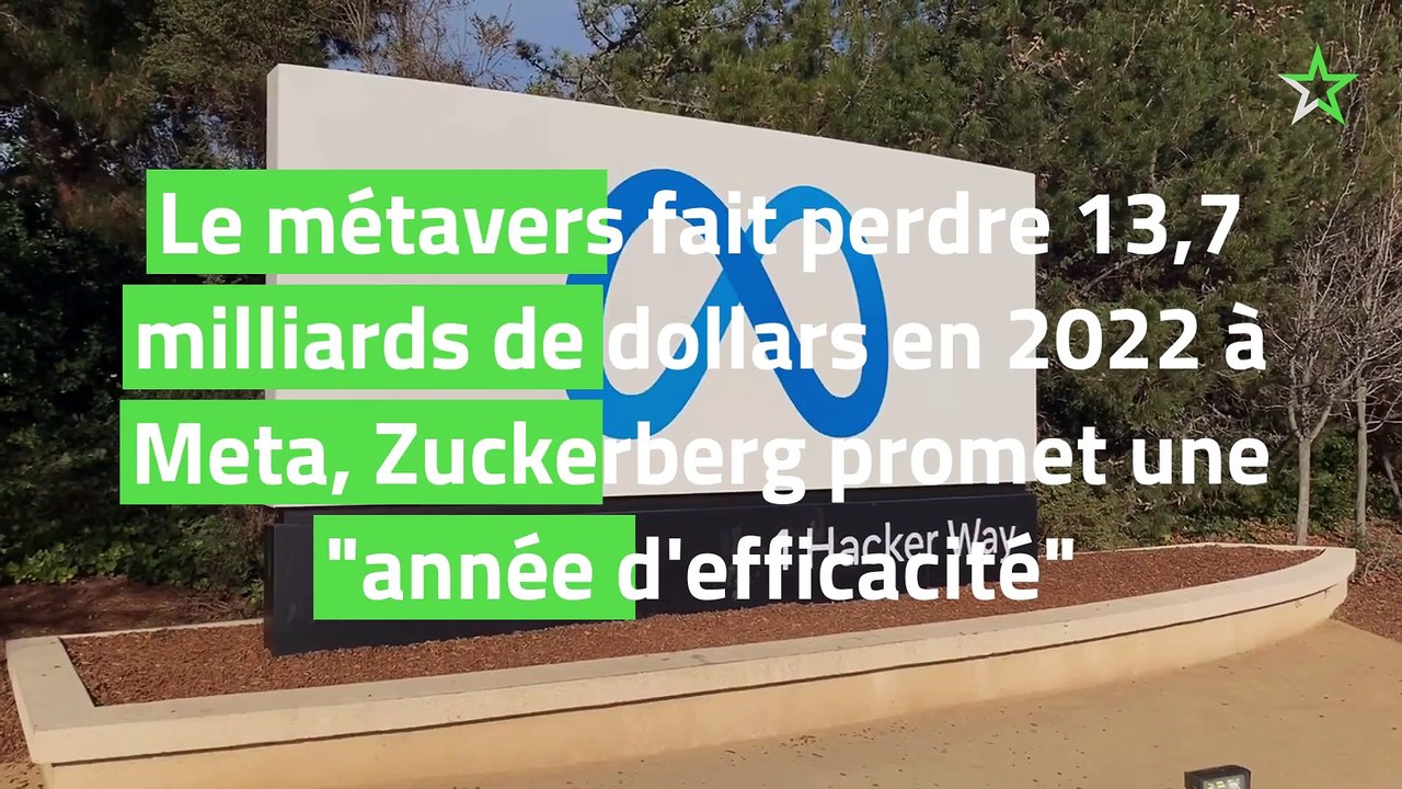 Le métavers fait perdre 13,7 milliards de dollars en 2022 à Meta, Zuckerberg promet une "année d'efficacité"