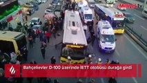 Bahçelievler'de İETT otobüsü durağa girdi, yaralılar var