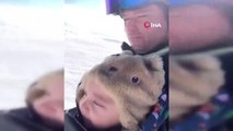 Kayak yapan Kuzey bebeğin şaşkınlığı kamerada