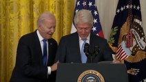 Joe Biden jokes Bill Clinton should use his speech as notes get mixed up