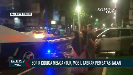 Pengemudi Tiba-Tiba Kehilangan Kendali, Minibus Tabrak Beton Pembatas Jalan di Jatinegara