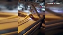 Ankara'da yoğun kar yağışı! Sürücüler trafikte zor anlar yaşadı