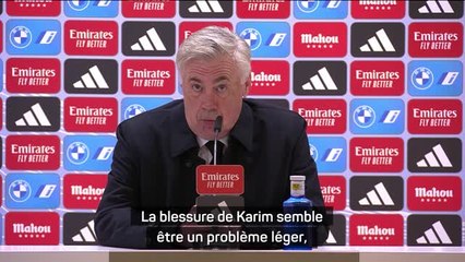 Real Madrid - Ancelotti : "La blessure de Benzema semble être un problème léger"
