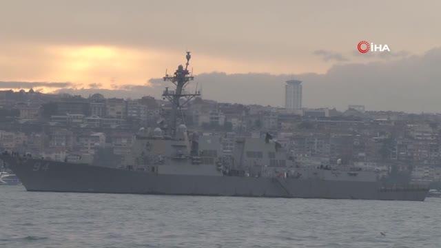 ABD donanmasına ait savaş gemisi boğazda bekliyor
