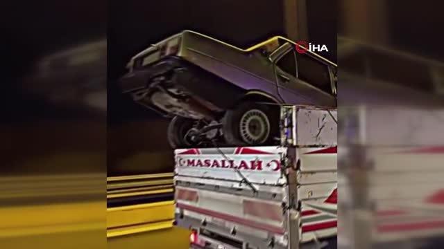 Çöpe atılan arabanın ardından FSM Köprüsü'nde ilginç anlar: Kamyonet kasasında araba taşıdılar