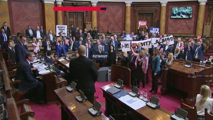 Abgeordnete prügeln sich im Parlament in Serbien