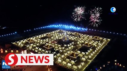 Millennium-old lantern array lights up in Gansu