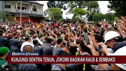 Momen Jokowi Bagi-bagi Kaus dan Sembako untuk Warga saat Kunjungi Sentra Tenun di Jembrana!
