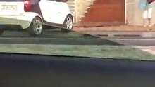 Smart do aço filmado a tentar entrar numa habitação pelas escadas