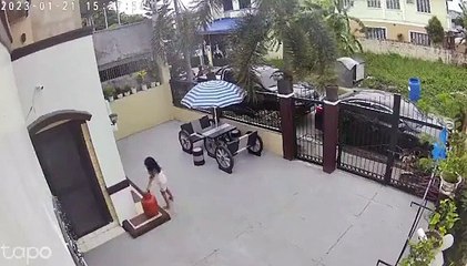 Little Girl Runs Away From Hissing Propane Tank