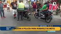 Los Olivos: delincuentes balean a Policía y le roban su motocicleta