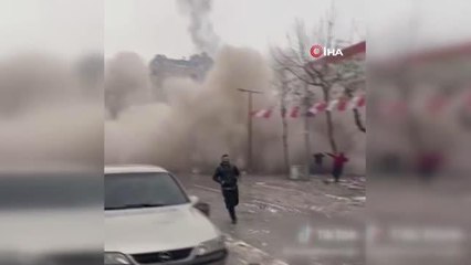 7 katlı binanın yıkılma anı kamerada