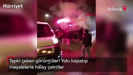 Yolu kapatıp meşalelerle halay çektiler!