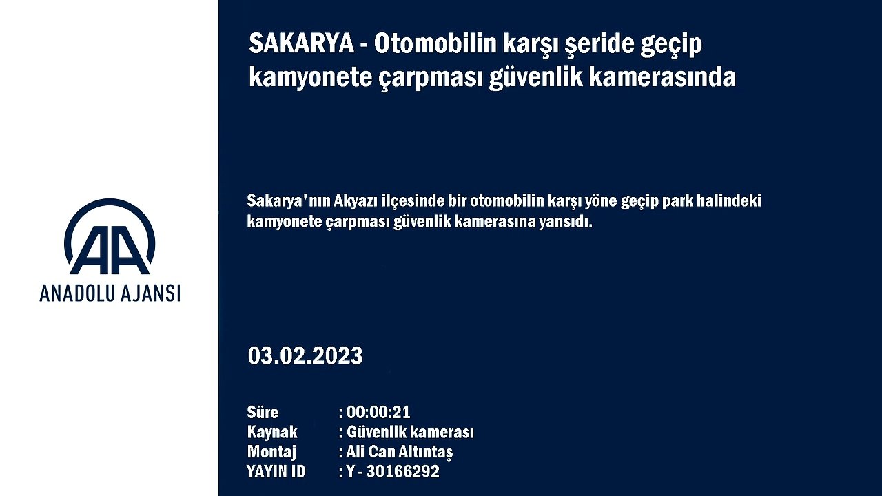 Otomobilin karşı şeride geçip kamyonete çarpması güvenlik kamerasında