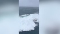 Moment mariner rescued by US Coast Guard as vessel capsized by huge wave