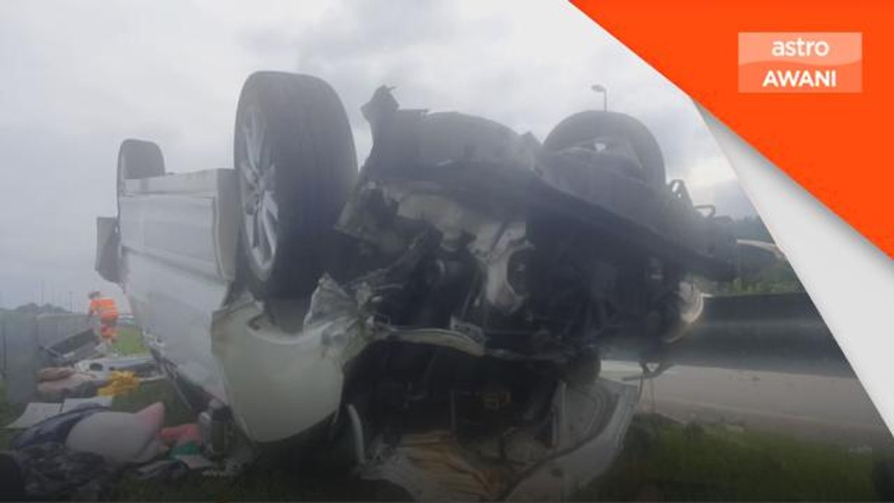 Kemalangan | Suami isteri maut, anak cedera kereta terbabas di LPT 2