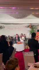 Hoa hậu Đỗ Mỹ Linh lộ rõ bụng bầu trong tiệc sinh nhật ông xã