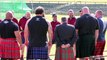 Worlds Strongest Men in a Tug o War Challenge at Braemar Gathering Highland Games site in Scotland
