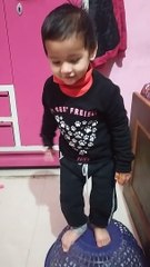 Trishu jumping from basket