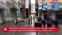 Beyoğlu’nda kuvvetli rüzgarda böyle sallandı