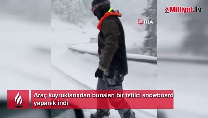 Uludağ yolunda trafik oluştu... O kayarak indi