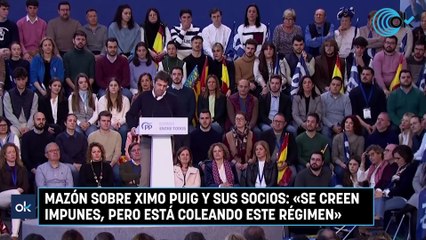 Mazón sobre Ximo Puig y sus socios: «Se creen impunes, pero está coleando este régimen»