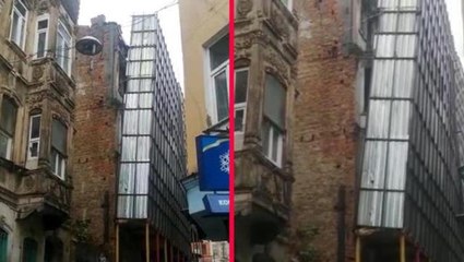 Beyoğlu'nda kuvvetli rüzgarda böyle sallandı: Bina üzerimize gelecek diye korktuk