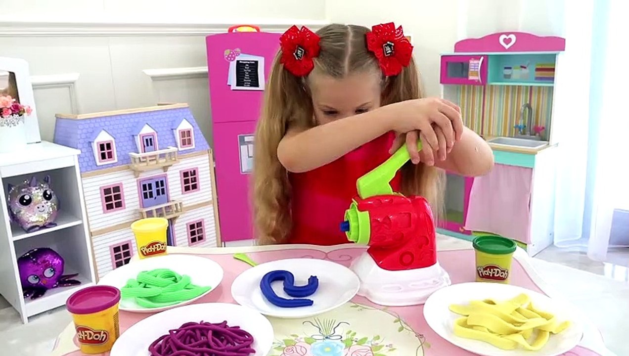 Diana and Roma Mystery Wheel of Spaghetti Challenge   learn how to have fun