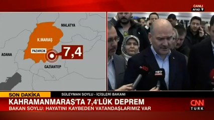 İçişleri Bakanı Soylu'dan Kahramanmaraş depremi açıklaması