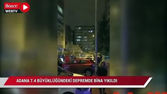 Adana Barış Manço Bulvarı'nda 7.4 büyüklüğündeki depremde bir bina yıkıldı