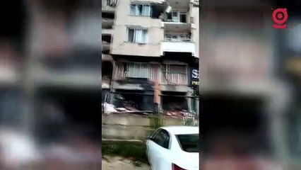 Hatay'da depremde hasar gören binalar görüntülendi