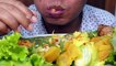 eating Banh Chhev Pork Fresh vegetables | mukbang eating Panh Chhev Pork | asmr eating mukbang khmer