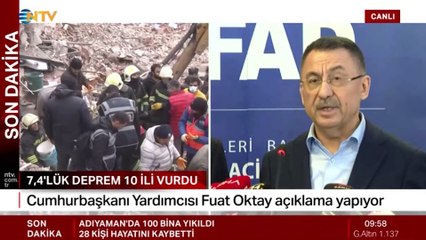 Fuat Oktay depremdeki son durumu açıkladı: An itibariyle 284 can kaybımız, 2 bin 323 yaralımız, 1712 yıkılan binamız var