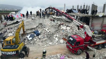 لقطات جوية للمباني المدمرة في مدينة سرمدا السورية بعد وقوع الزلزال