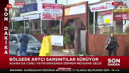 TRT Haber'in Adana'daki canlı yayınında bir bina yıkıldı