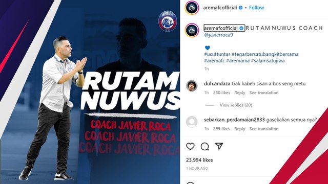Imbas Performa Jeblok, Arema Resmi Pisah dengan Javier Roca
