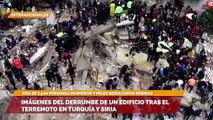 Imágenes del derrumbe de un edificio tras el terremoto en Turquía y Siria