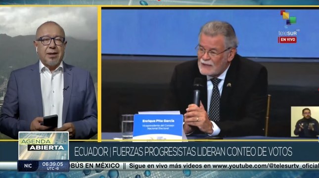 Agenda Abierta 06-02: Fuerzas progresistas de Ecuador lideran conteo de votos