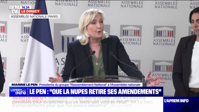 Réforme des retraites: Marine Le Pen demande que la Nupes retire ses amendements