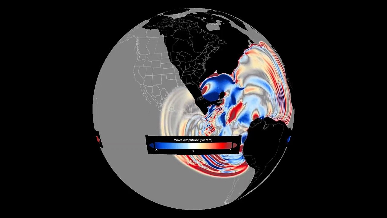 Vídeo revela trajetória de tsunami após queda do asteroide que extinguiu dinossauros