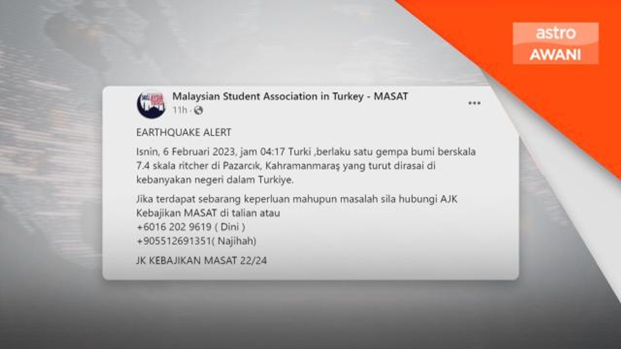 Gempa Bumi | Persatuan Pelajar Malaysia di Turk...