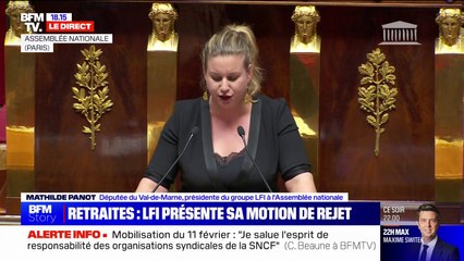 Débat sur la réforme des retraites: "Les Français ont plus de discernement que vous", lance la députée LFI Mathilde Panot