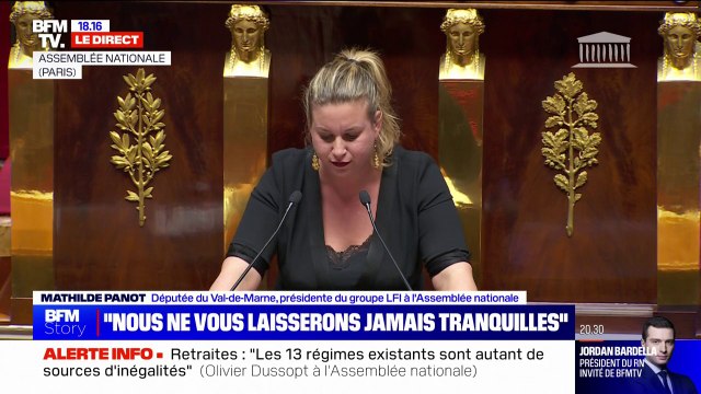 Débat sur la réforme des retraites: Si le gouvernement ne veut pas retirer ce projet, le peuple devra retirer ce gouvernement , affirme Mathilde Panot