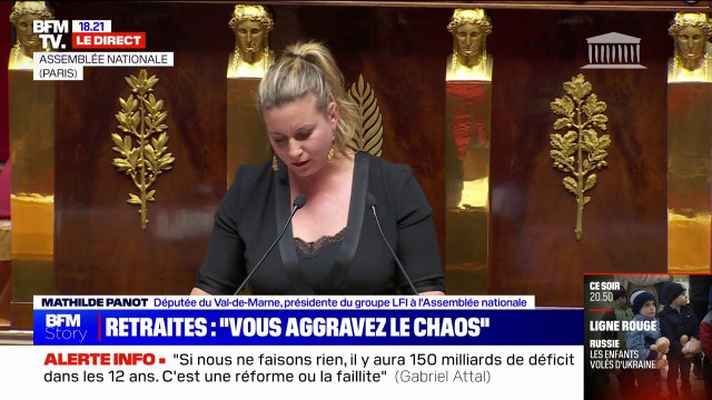 Mathilde Panot lors du débat sur la réforme des retraites: Vous ne défendez pas la valeur travail, vous défendez la valeur servitude