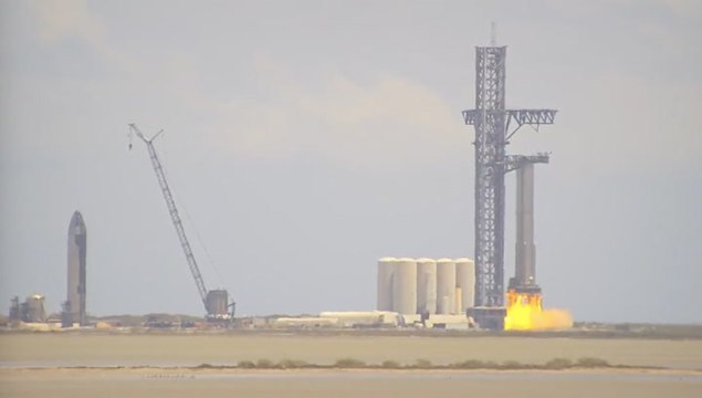 SpaceX Super Heavy Booster 7 Static Fire Viewed From Rocket Ranch
