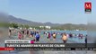 En Colima, turistas abarrotan playas por fin de semana largo